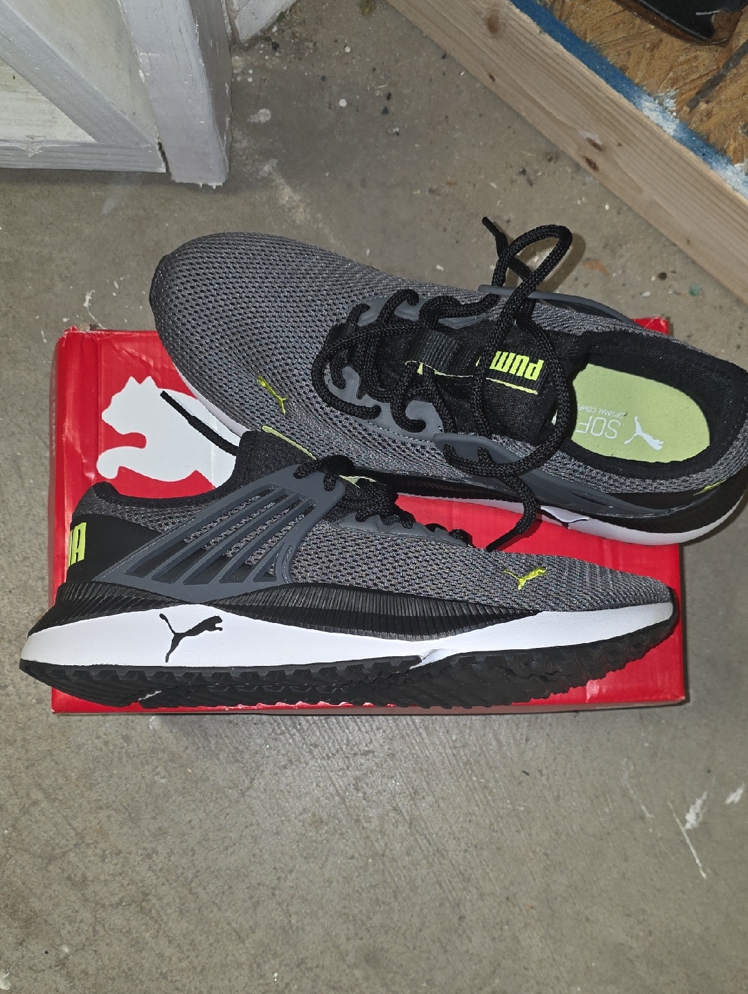 Puma Gray, Black & Lime Men's Athletic Sneakers